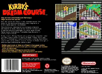 Kirby's Dream Course (USA) box cover back